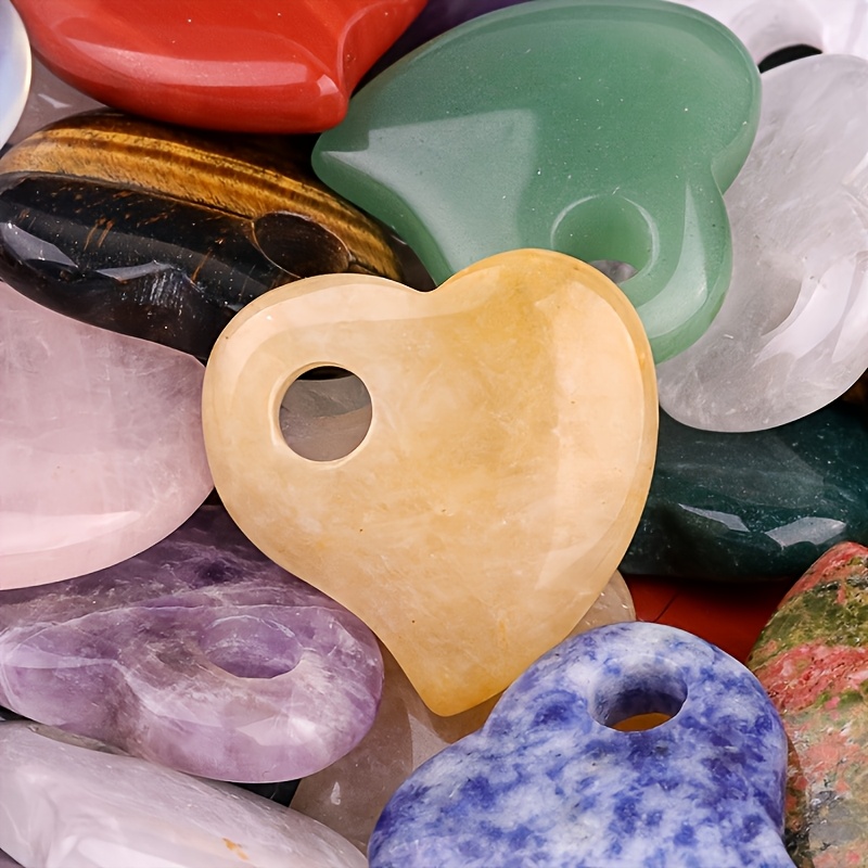 2pcs Minimalist Natural Stone Heart Pendant Set